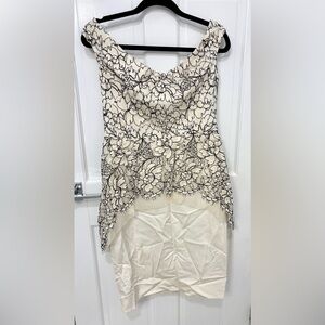 Lela Rose Cream and Black High Low Skirt